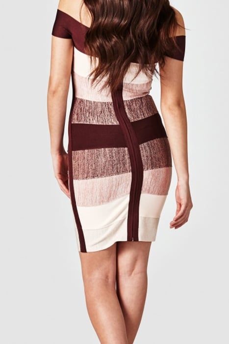 MARCIANO BY GUESS BLISSFUL OMBRE BANDAGE DRESS STRIPES ROSE 6