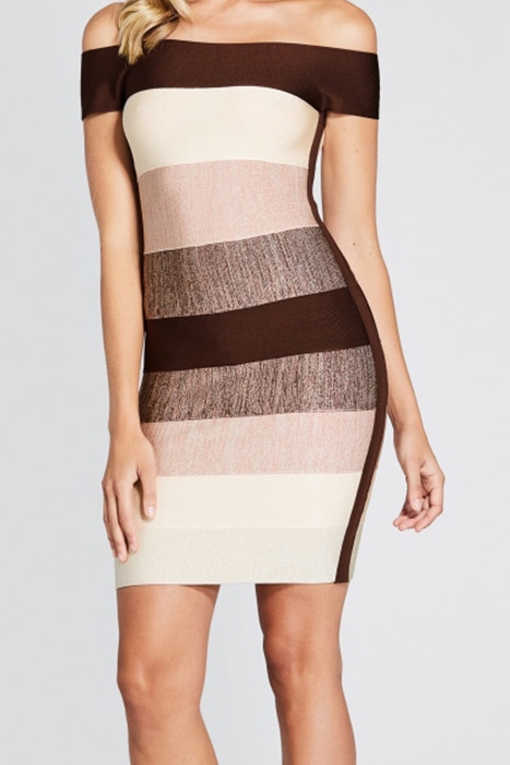 MARCIANO BY GUESS BLISSFUL OMBRE BANDAGE DRESS STRIPES ROSE 2