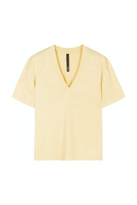 LOW V-NECK TEE LINEN VANILIA 1
