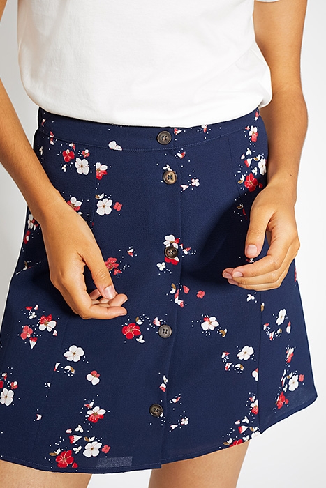 NAVY BLUE FLORAL PREPPY PRINT SKIRT 6