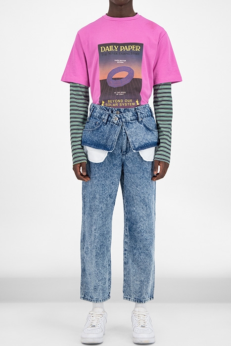 BLUE DENIM ACID WASH GLART PANTS 1