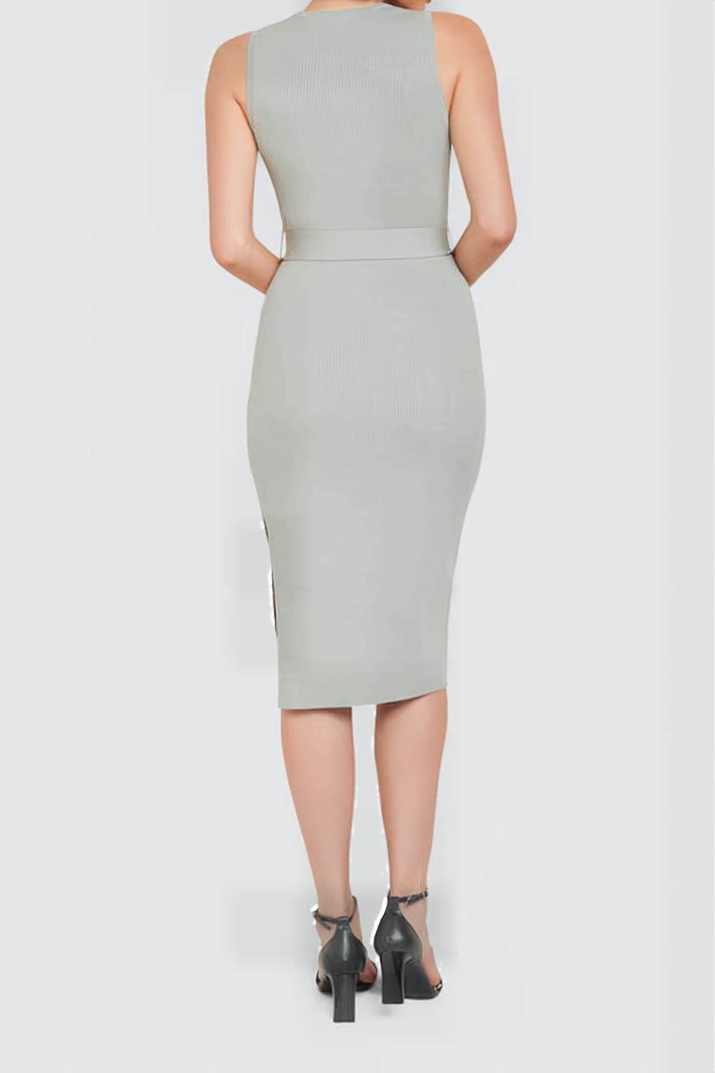 IMOGEN SLEEVELESS MIDI KNIT DRESS SAGE 2