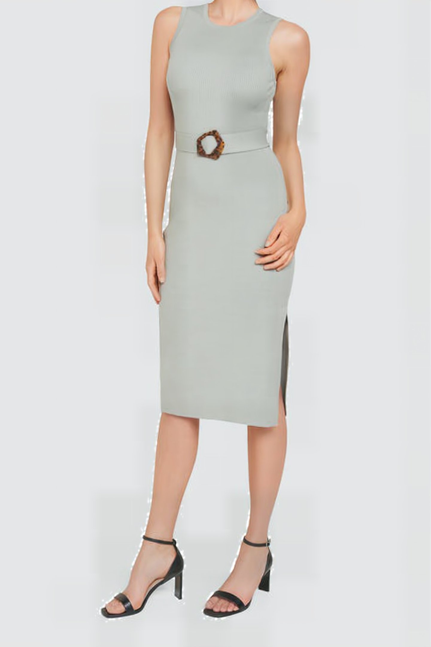 IMOGEN SLEEVELESS MIDI KNIT DRESS SAGE 3