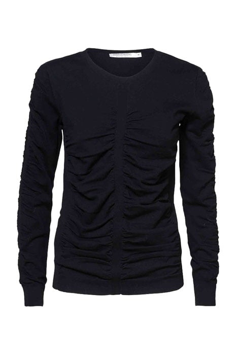 SWEATER WITH GATHERING COTTON ELASTANE KNIT BLACK 1