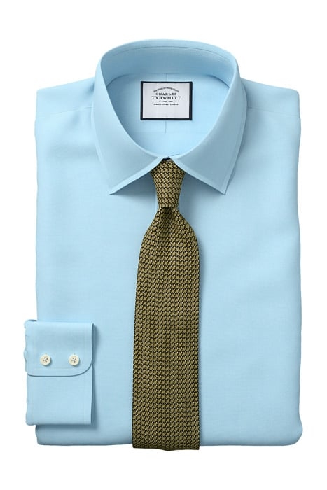 TEAL EXTRA SLIM FIT CLASSIC COLLAR EGYPTIAN COTTON HERRINGBO 2