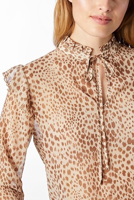 BLOUSE PRINTED WITH RUFFLES BEIGE 4