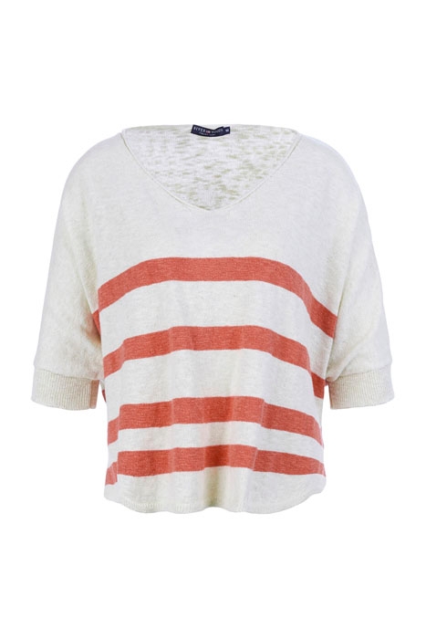 V-NECK STRIPED SWT SS PINK 1