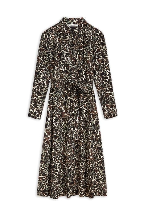 DRESS WOVEN LONG ON ANIMAL SWIRL ON FULL CREPE ALMOST BLACK 5