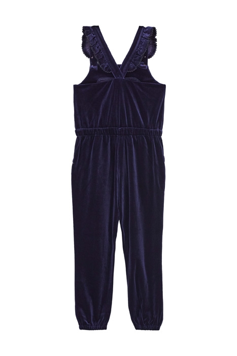 FRILLY VELVET JERSEY JUMPSUIT DARK NAVY 2