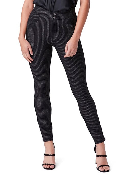 ARELLA PONTE PANT BLACK/SILVER LUREX PINSTRIPE 1