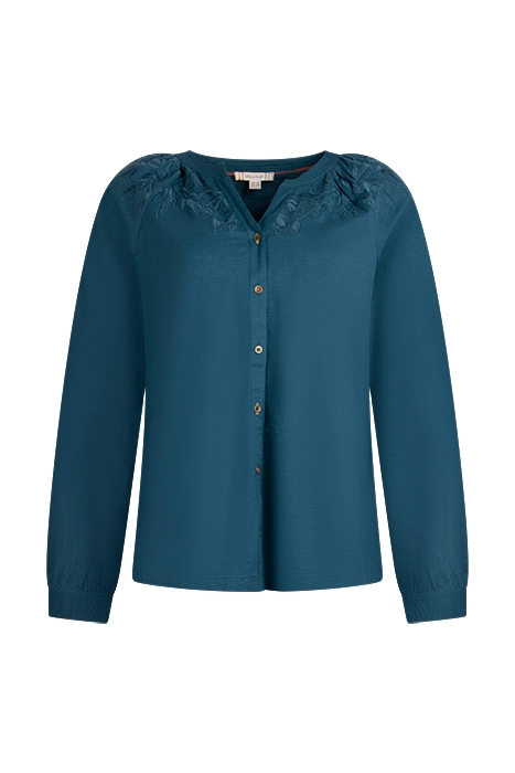 LILLY EMBROIDERED JERSEY TOP MID TEAL 1