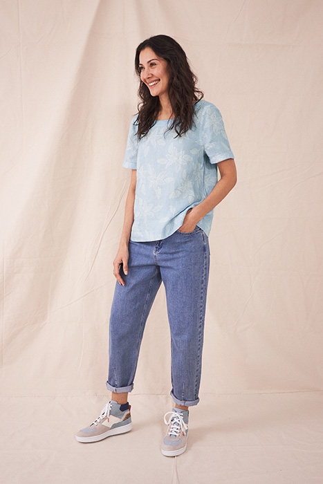 EDIE LINEN TOP BLUE MULTI 4