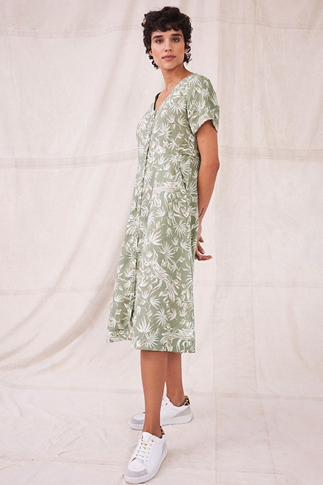 IVY LINEN MINI DRESS GREEN 2