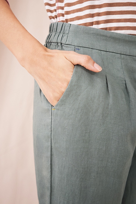 MADDIE LINEN TROUSER KHAKI GRN 4