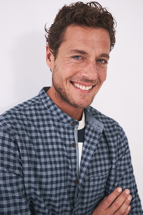 GORSE GRANDAD CHECK SHIRT DARK NAVY 4