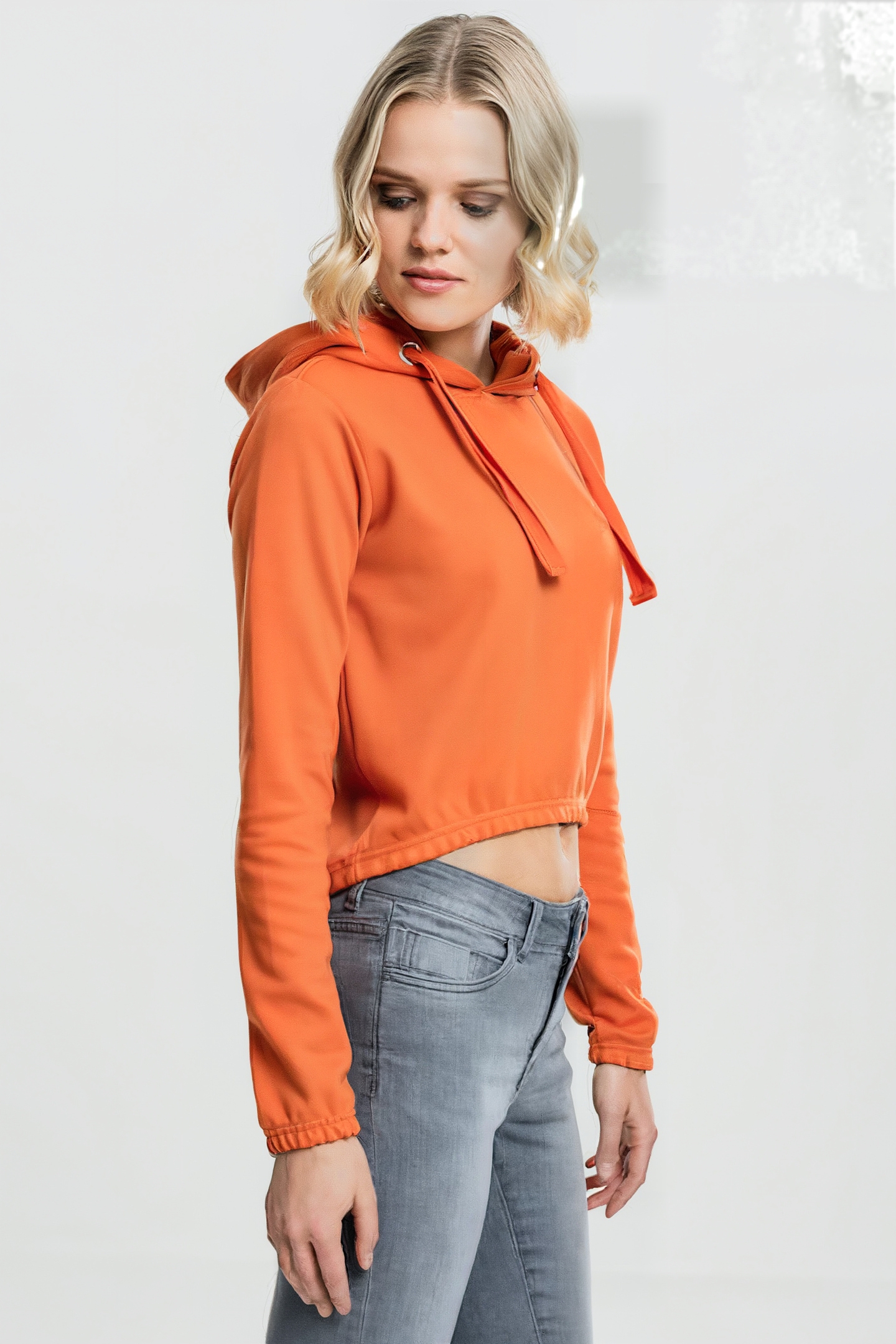 LADIES INTERLOCK SHORT HOODY RUST ORANGE 4
