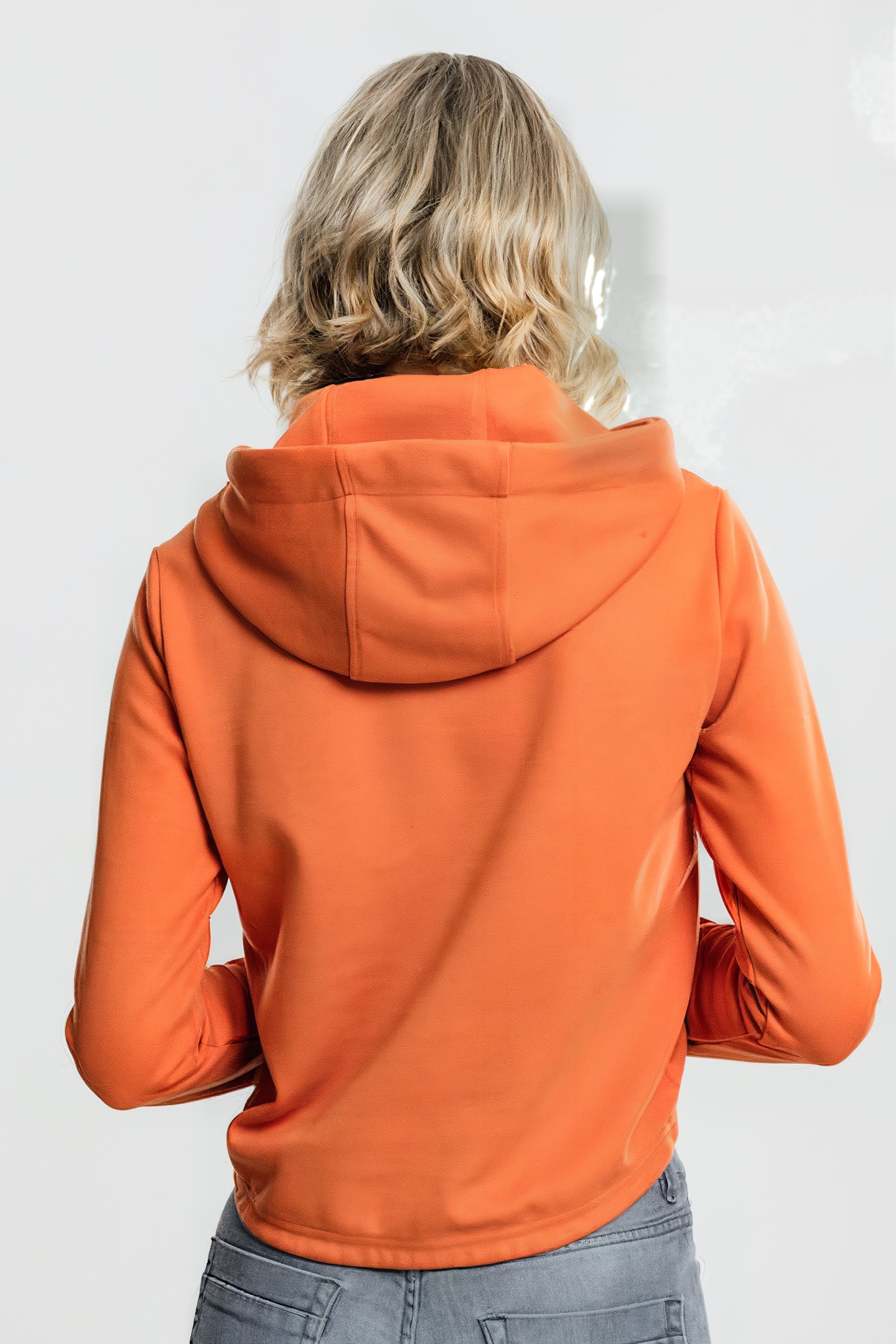 LADIES INTERLOCK SHORT HOODY RUST ORANGE 3