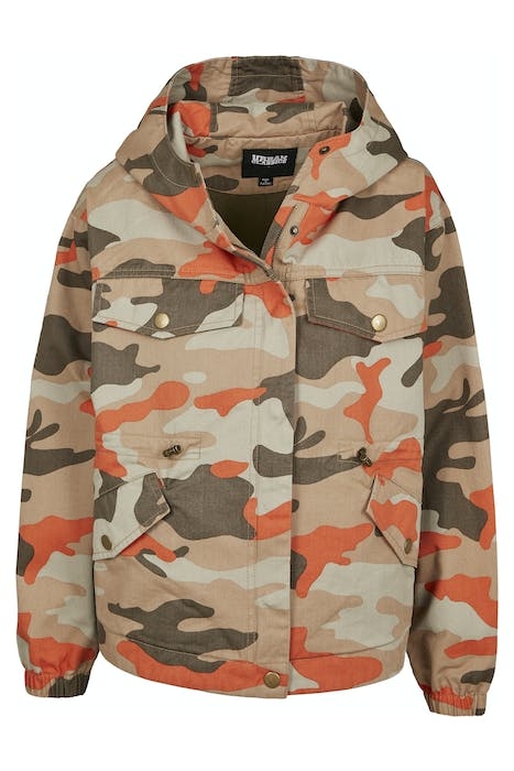 LADIES OVERSIZED CAMO PARKA JACKET BRICK CAMO 1