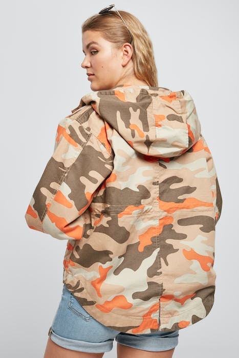 LADIES OVERSIZED CAMO PARKA JACKET BRICK CAMO 3