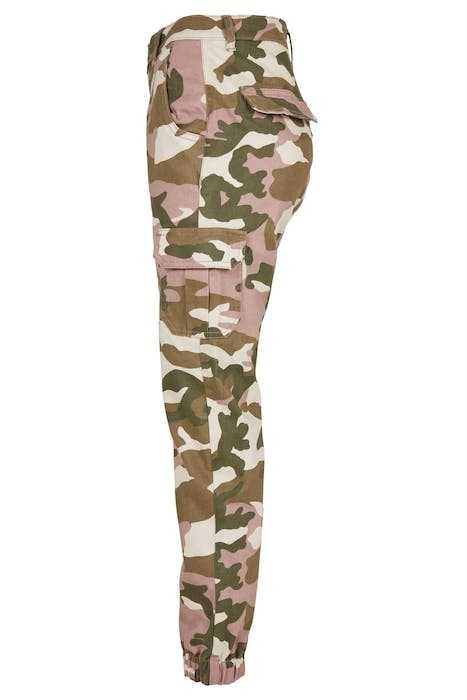 LADIES HIGH WAIST CAMO CARGO PANTS DUSKROSE CAMO 4