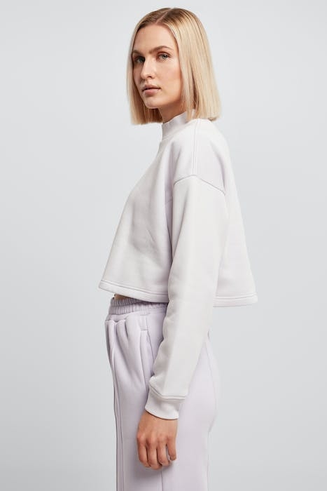 LADIES CROPPED OVERSIZED SWEAT HIGH NECK CREW SOFTLILAC 6