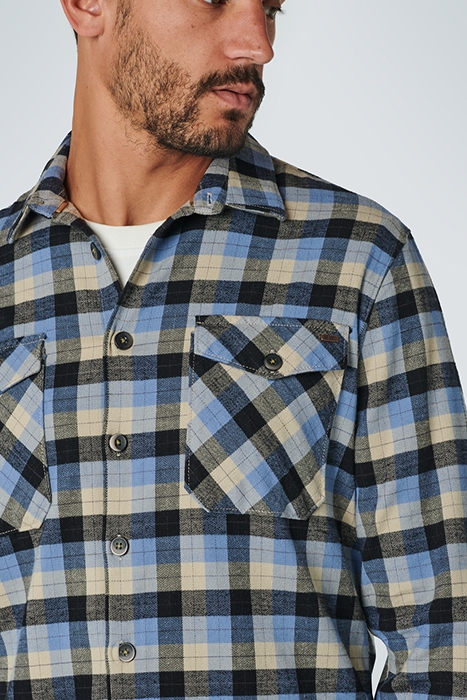 SHIRT STRETCH CHECK RESPONSIBLE CHOICE COTTON DUSTY BLUE 5