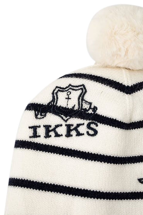 BABY GIRLS’ NAVY BEANIE WITH OFF-WHITE STRIPES 4