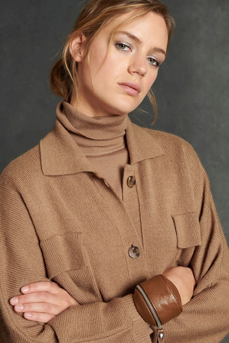 BLENDED WOOL OVERSHIRT DARK NUT 4