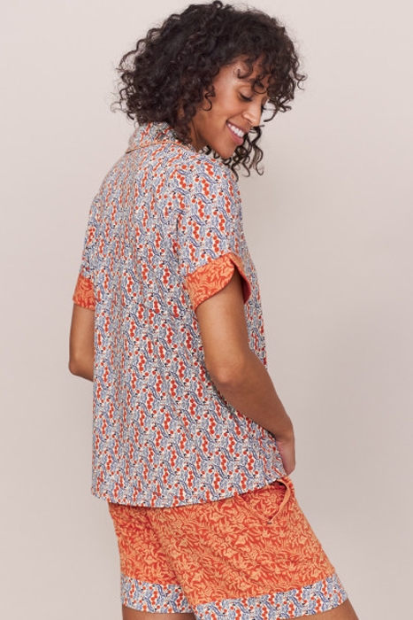 ROSEHIP JERSEY PJ SHIRT ORANGE PRINT 3