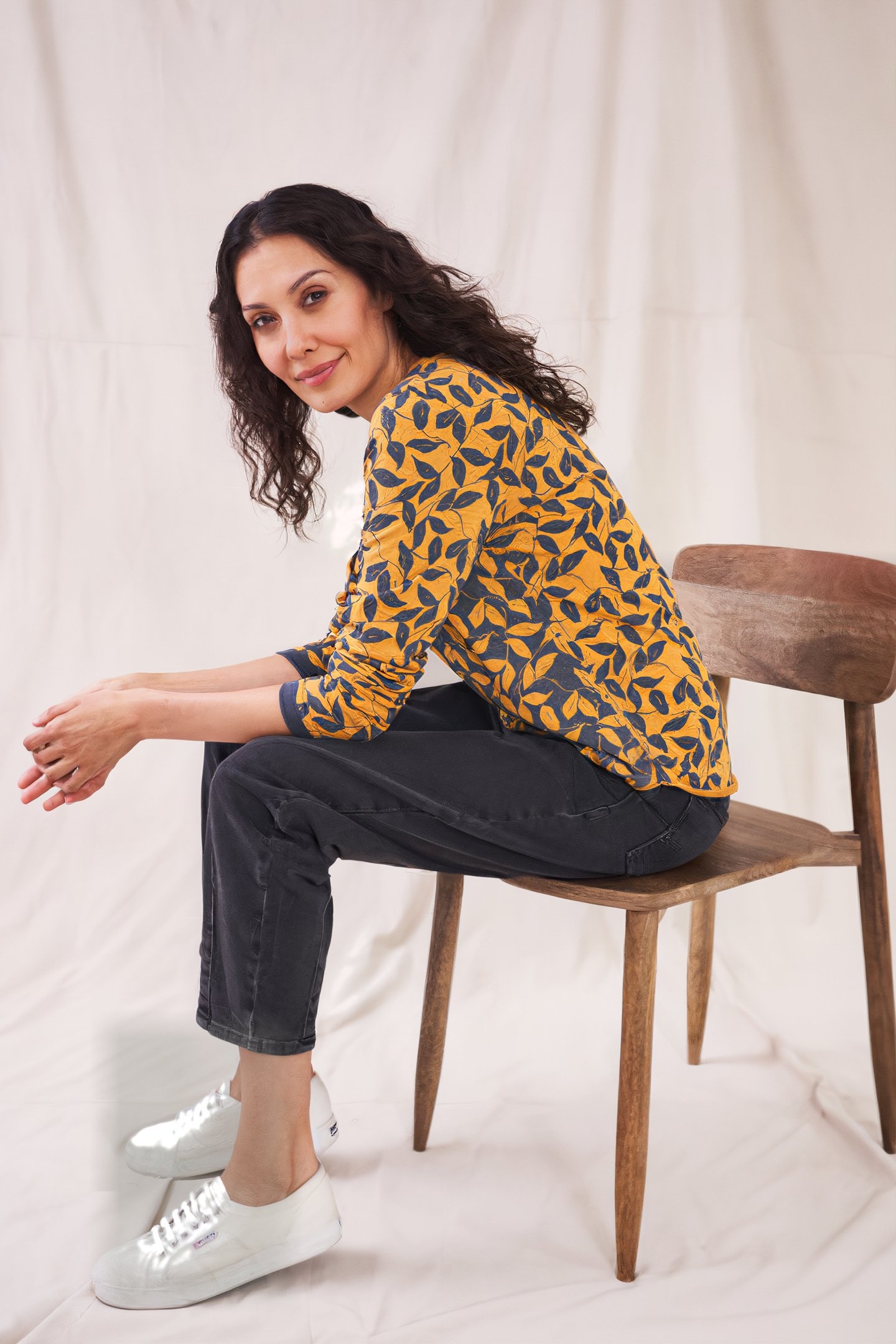 CASSIE CREW TEE YELLOW MULTI 2