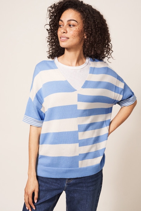 VOYAGE V NECK JUMPER BLUE MULTI 2