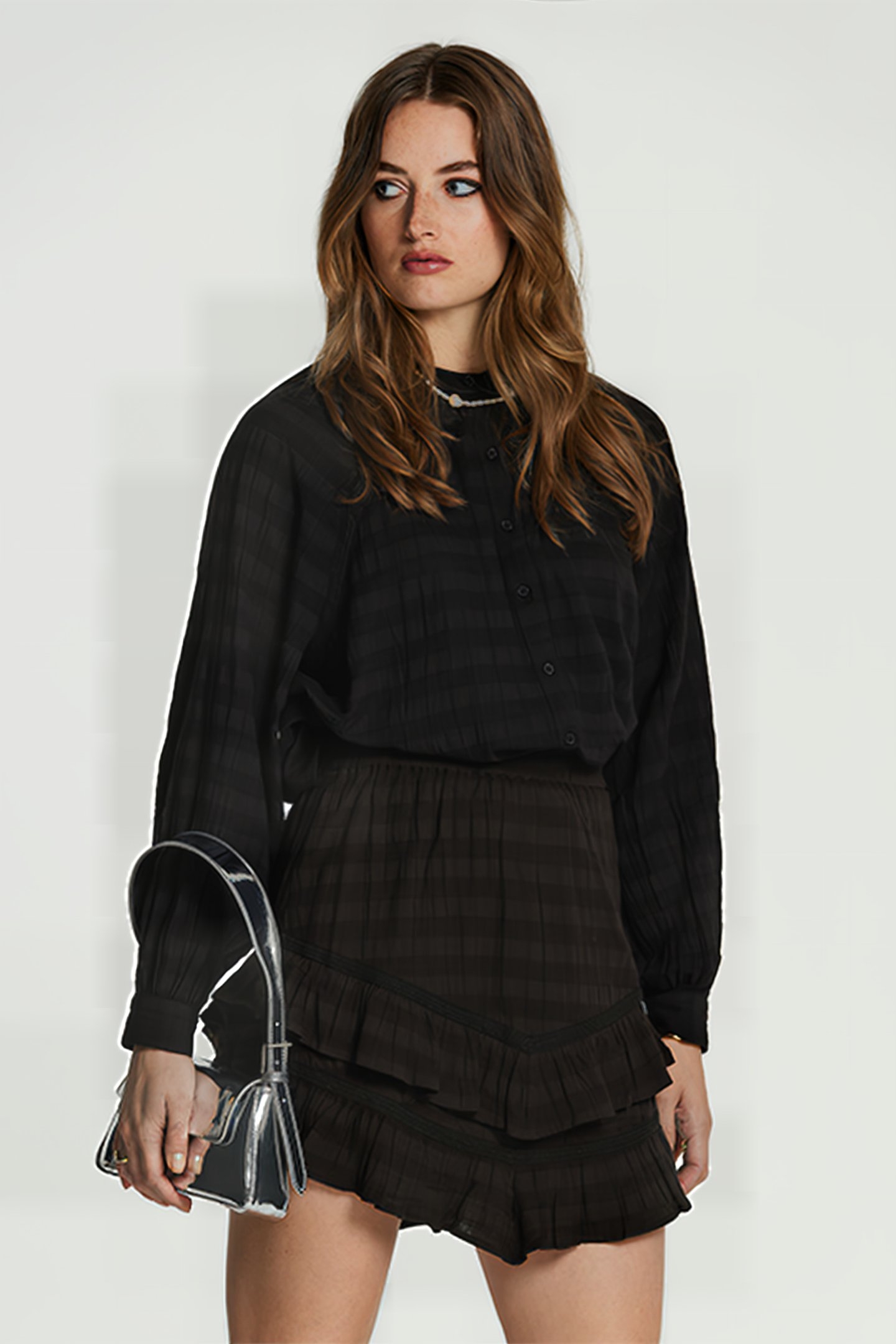 LADIES BOLOGNA SKIRT TASMANIA STRIPE BLACK 1