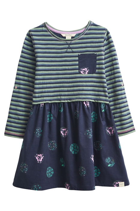 FOLK STAMP DRESS NAVY MULTI 1