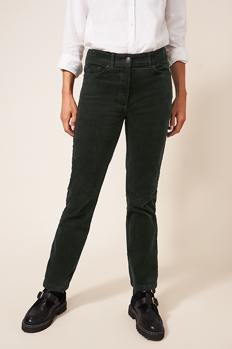 BROOKE STRAIGHT CORD TROUSER DARK GREEN 2