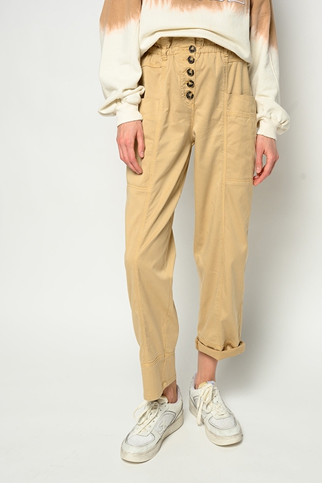 BOTANICA PANTALONE FLUIDO DIAG CROISSANT BEIGE 1