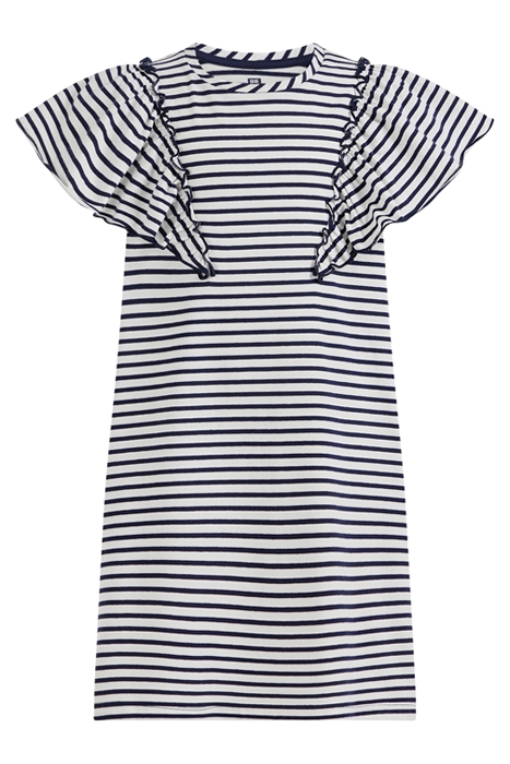 MEISJES GESTREEPTE JURK MET VOLANTS NAVY BLUE 1