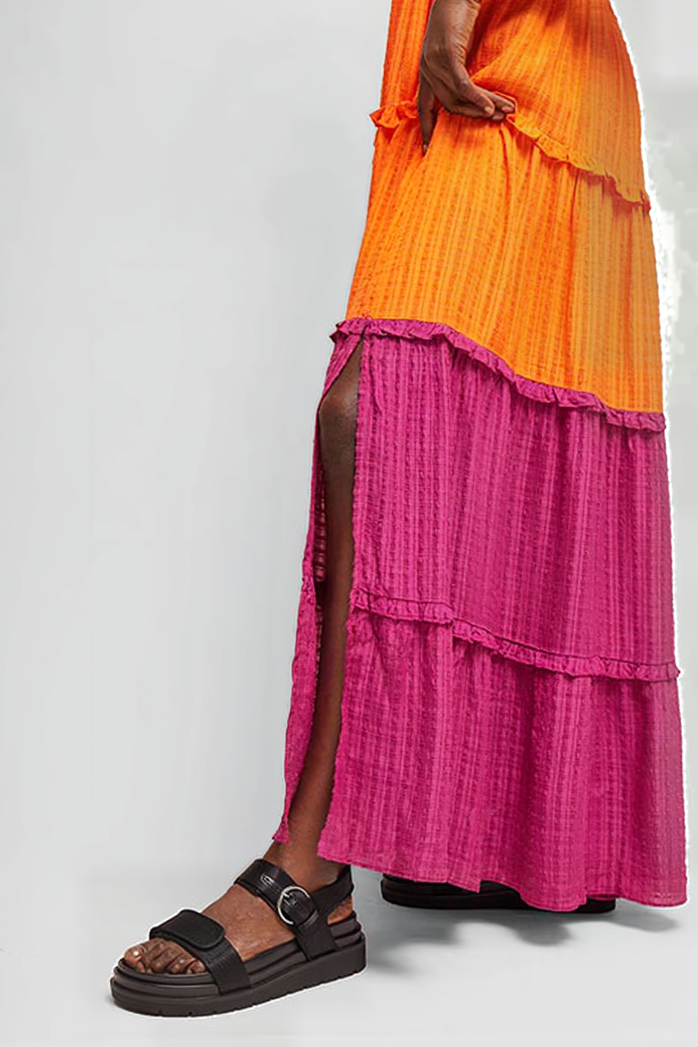 ADIRA BIRCH TIERED MAXI DRESS BEESWX/NEON ORG/VIOL 3