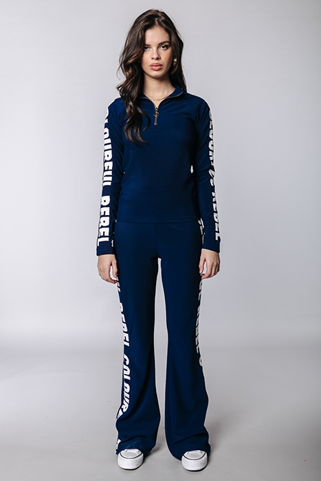 JOLIE LOGO FINE KNIT FLARE PANTS DARK BLUE 1