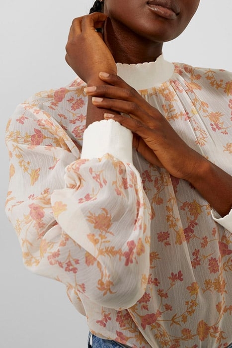 DIANA CRINKLE LONG SLEEVE TOP CLASSIC CREAM MULTI 4