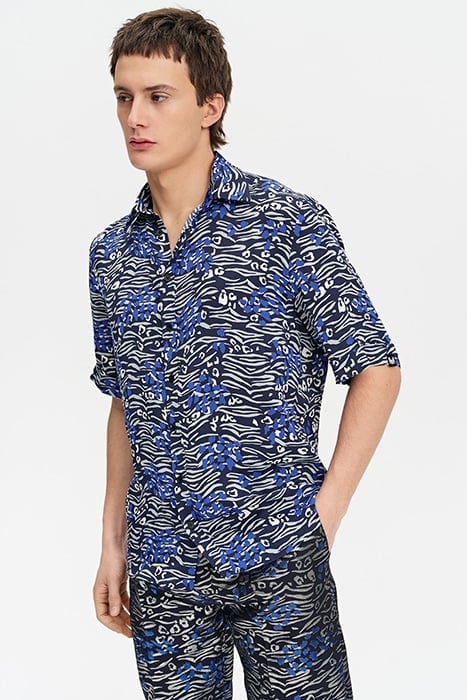 PRINTED SHORT-SLEEVE SHIRT WILD PRINT GRAY 1