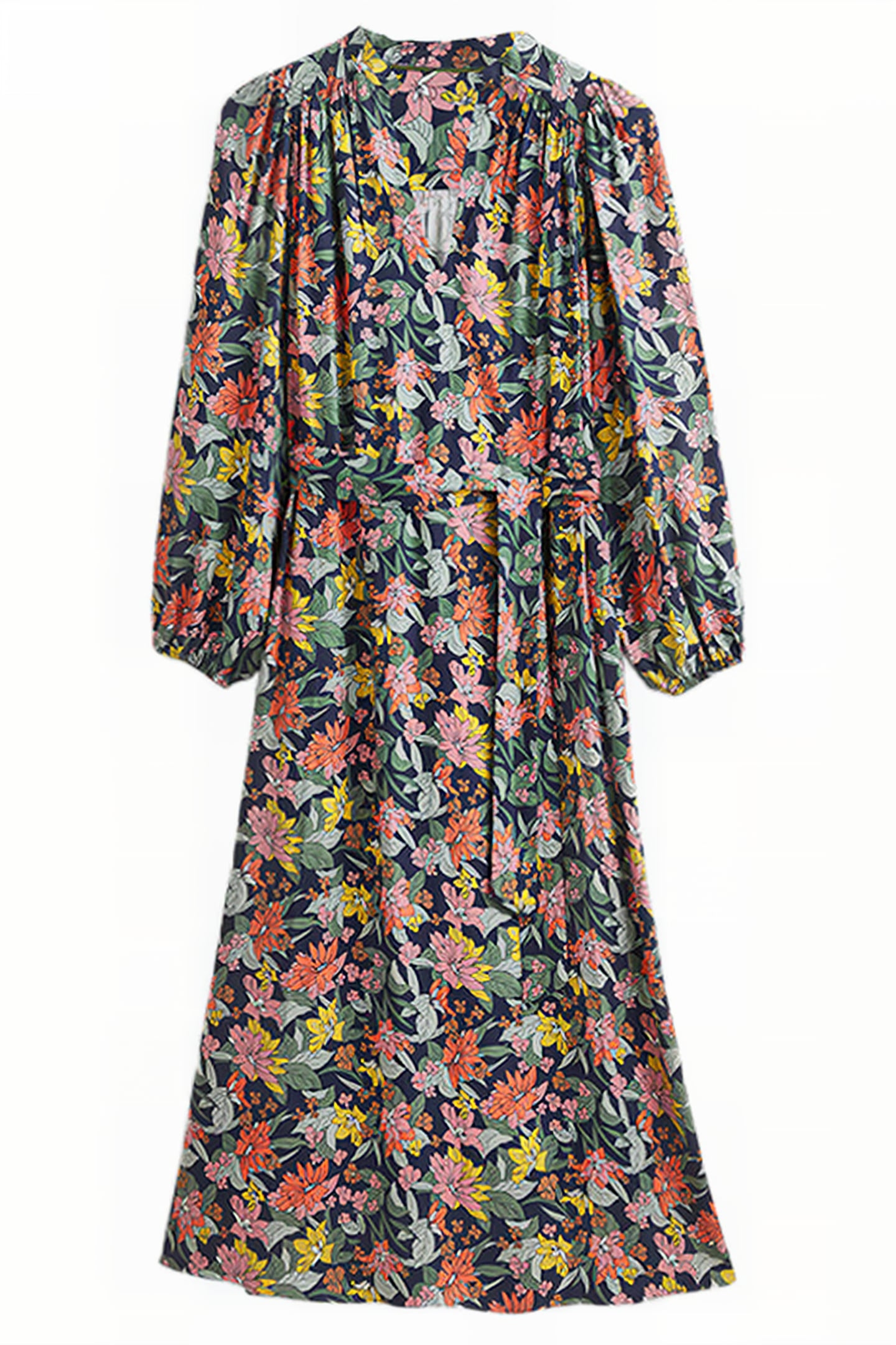 NOTCH NECK BLOUSON MIDI DRESS MUL 5