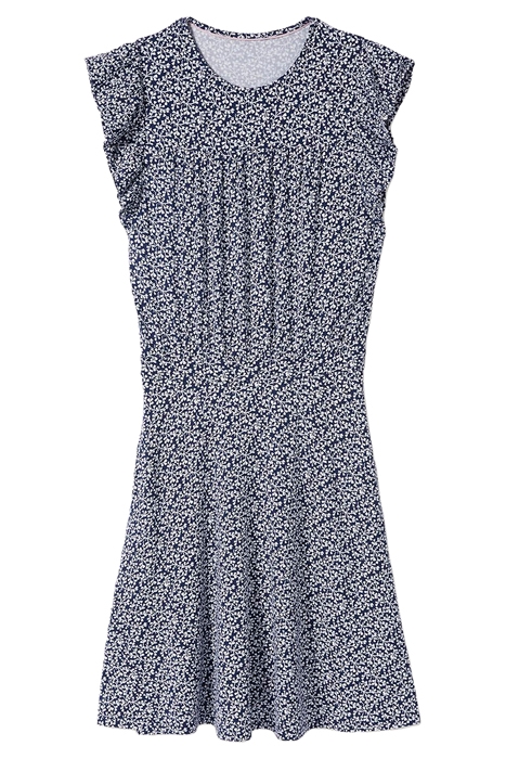 RUFFLE PRINTED MINI DRESS NVY 5