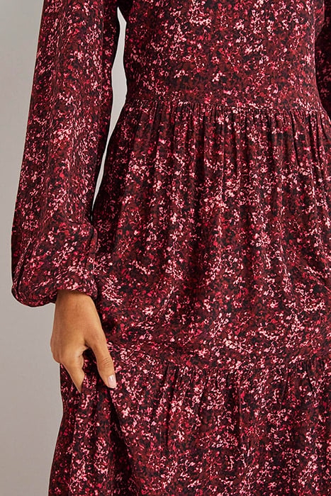 CREW NECK TIERED DRESS RED 4