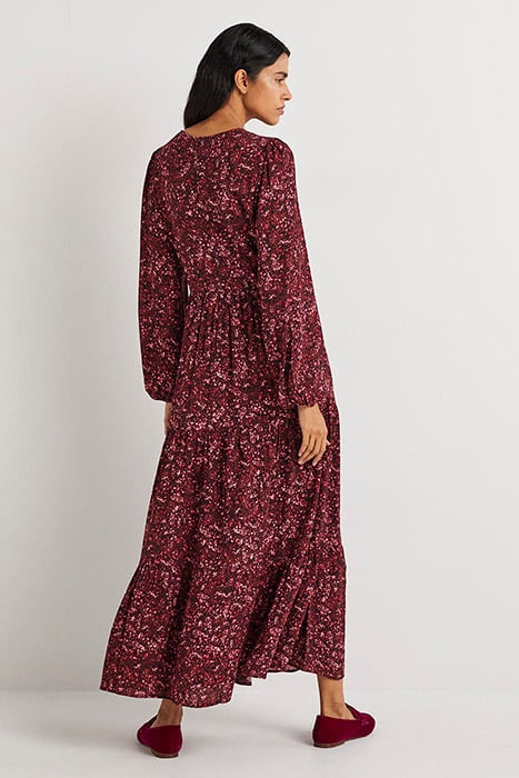 CREW NECK TIERED DRESS RED 2