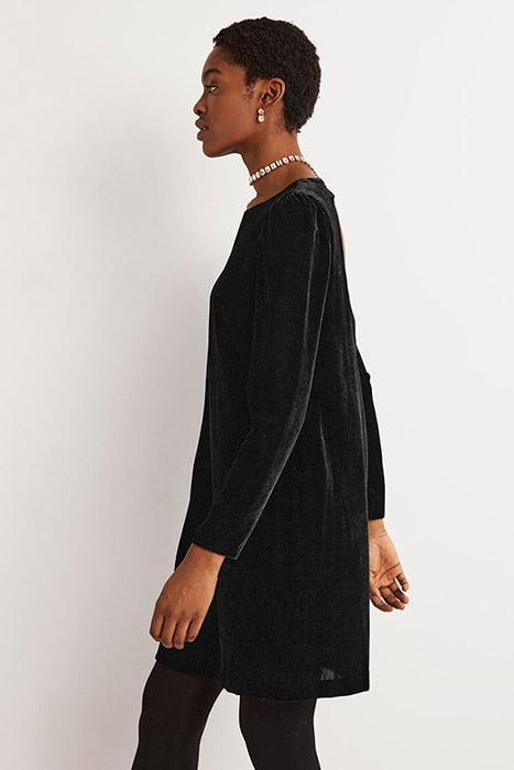 BACK DETAIL VELVET MINI DRESS BLK 4