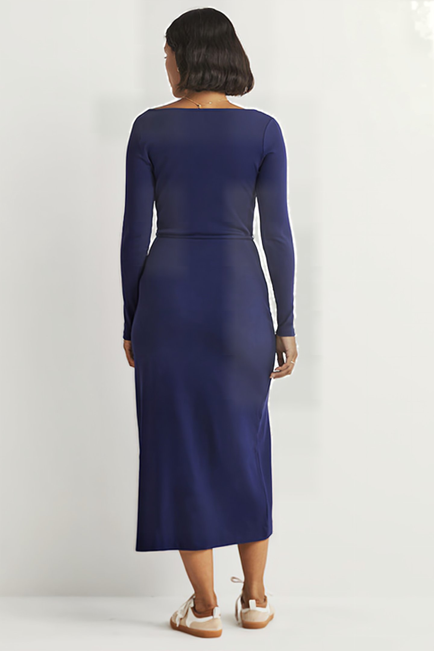 JERSEY RIB MIDI DRESS NAV 3