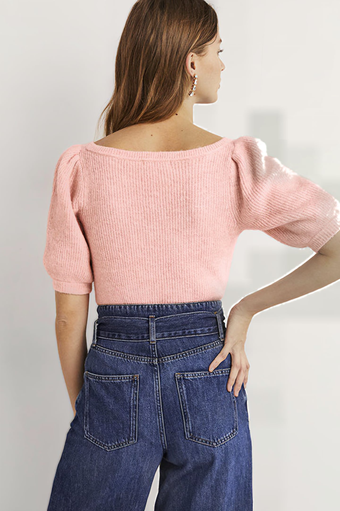 SQUARE NECK FLUFFY JUMPER PNK 2