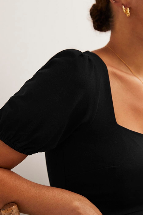 SHORT SLEEVE JERSEY MIDI DRESS BLK 4