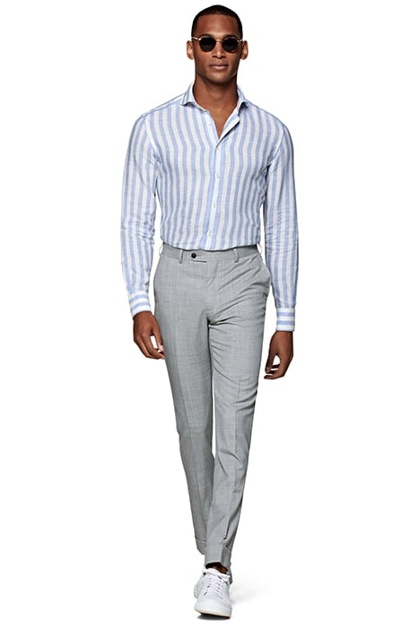 LIGHT BLUE STRIPED SLIM FIT SHIRT 3