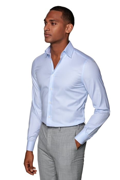 Light Blue Striped Twill Slim Fit Shirt 1